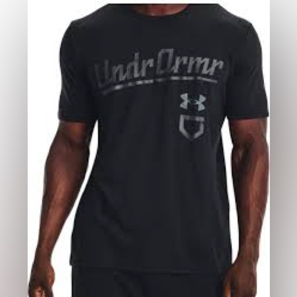 Under Armour baseball script tee black short sleeve men’s size small‎ loose fit